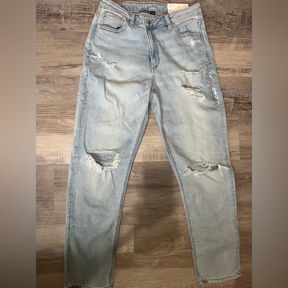 American eagle, ripped, high waisted jeans.